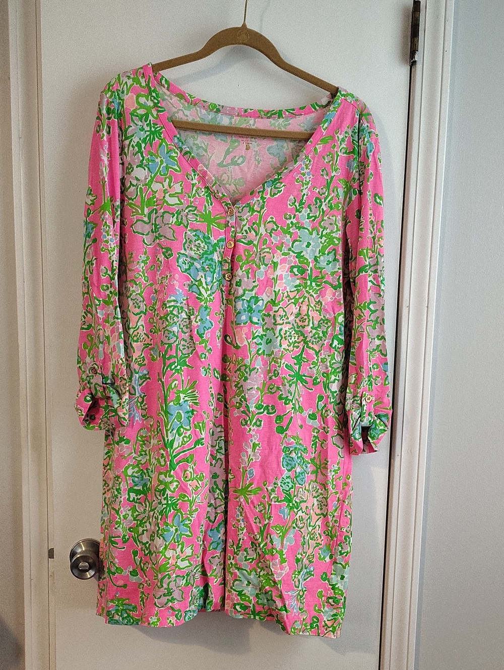 Lilly Pulitzer Pink Southern Charm Button-Front Tunic Dress